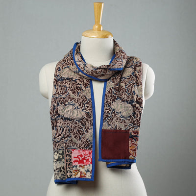 Brown - Kalamkari Block Printed Cotton Patchwork Stole 35
