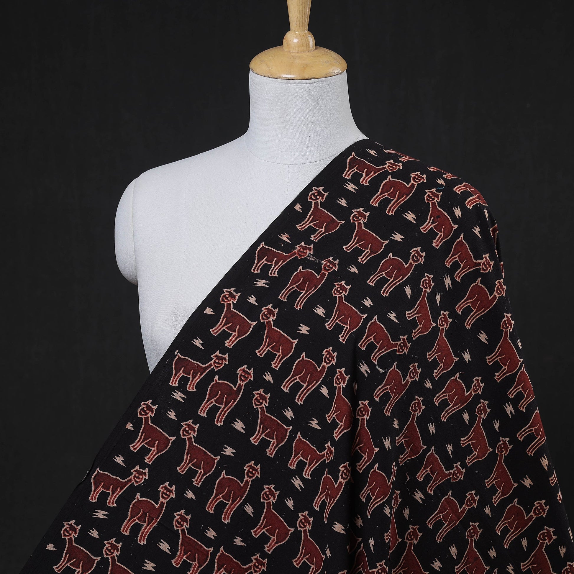 Black - Bindaas Hand Block Printed Cotton Fabric