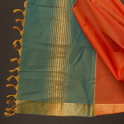 3pc Mangalagiri Cotton Suit Material Set with Zari Border