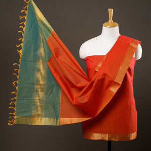3pc Mangalagiri Cotton Suit Material Set with Zari Border