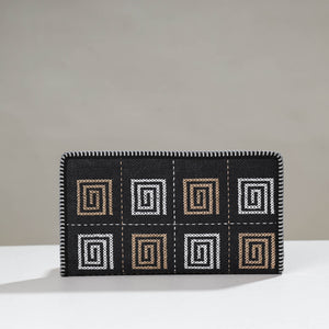 Black - Tribal Hand Embroidered Jute Passport Cover