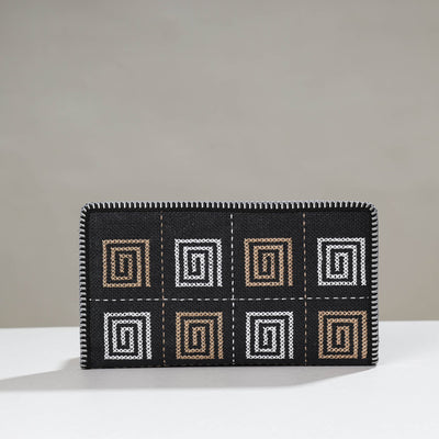 Black - Tribal Hand Embroidered Jute Passport Cover