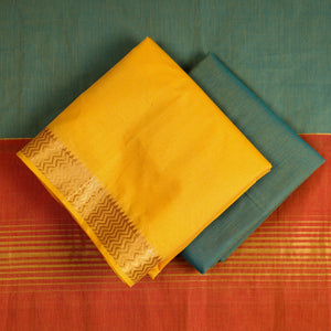 3pc Mangalagiri Cotton Suit Material Set with Zari Border