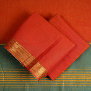 3pc Mangalagiri Cotton Suit Material Set with Zari Border
