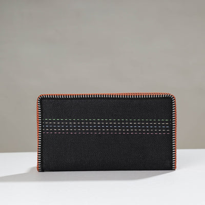 Black - Tribal Hand Embroidered Jute Passport Cover