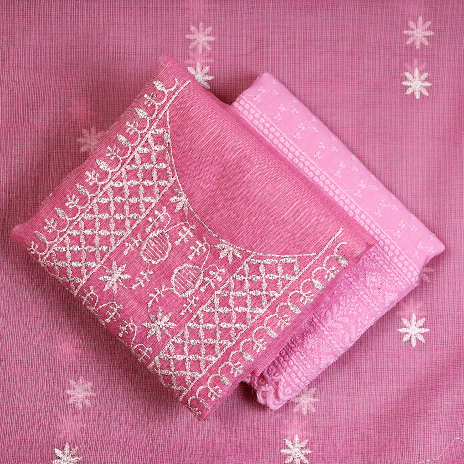 3pc Cotton Embroidered Kota Doria Dress Material 06