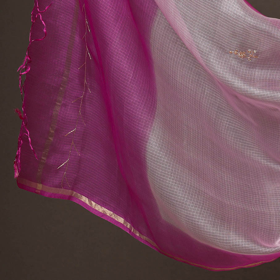 3pc Pitta Work Kota Doria Pure Silk Suit Material Set 02