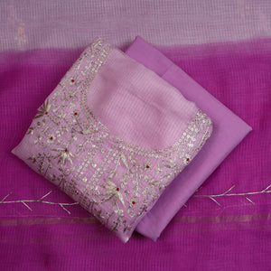 3pc Pitta Work Kota Doria Pure Silk Suit Material Set 02