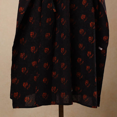 Black - Hand Block Printed Cotton Kaftan with Tie-Up Waist (Long)