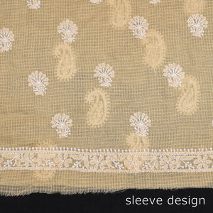 Beige - 2pc Hand Embroidery Kota Doria Chikankari Dress Material