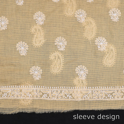 Beige - 2pc Hand Embroidery Kota Doria Chikankari Dress Material