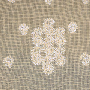 Beige - 2pc Hand Embroidery Kota Doria Chikankari Dress Material