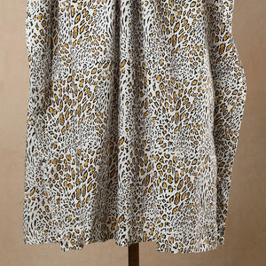 Beige - Hand Block Printed Cotton Kaftan with Tie-Up Waist (Long)