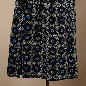 Black - Hand Block Printed Cotton Kaftan with Tie-Up Waist (Long)