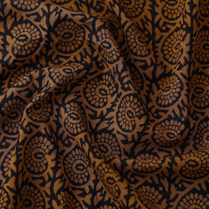 Brown - Bagh Hand Block printed Cotton Fabric