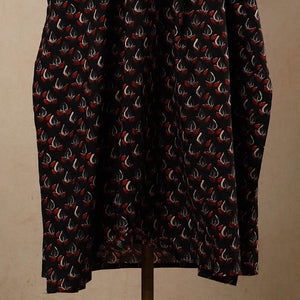 Black - Hand Block Printed Cotton Kaftan with Tie-Up Waist (Long)