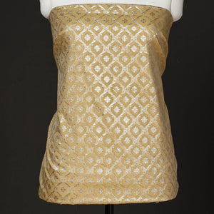 Beige - 2pc Zari Buti Silk Cotton Handloom Banarasi Dress Material