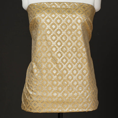 Beige - 2pc Zari Buti Silk Cotton Handloom Banarasi Dress Material