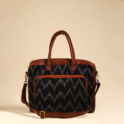 Black - Handmade Pochampally Ikat Laptop Bag 04