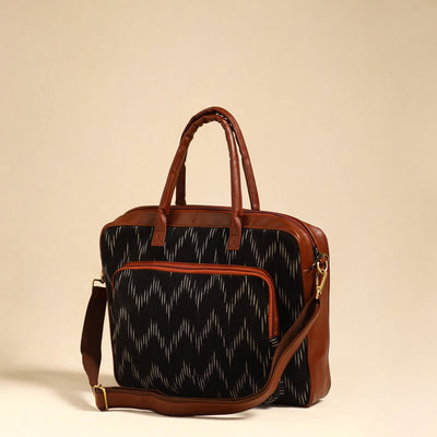 Black - Handmade Pochampally Ikat Laptop Bag 04