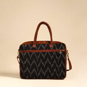 Black - Handmade Pochampally Ikat Laptop Bag 04