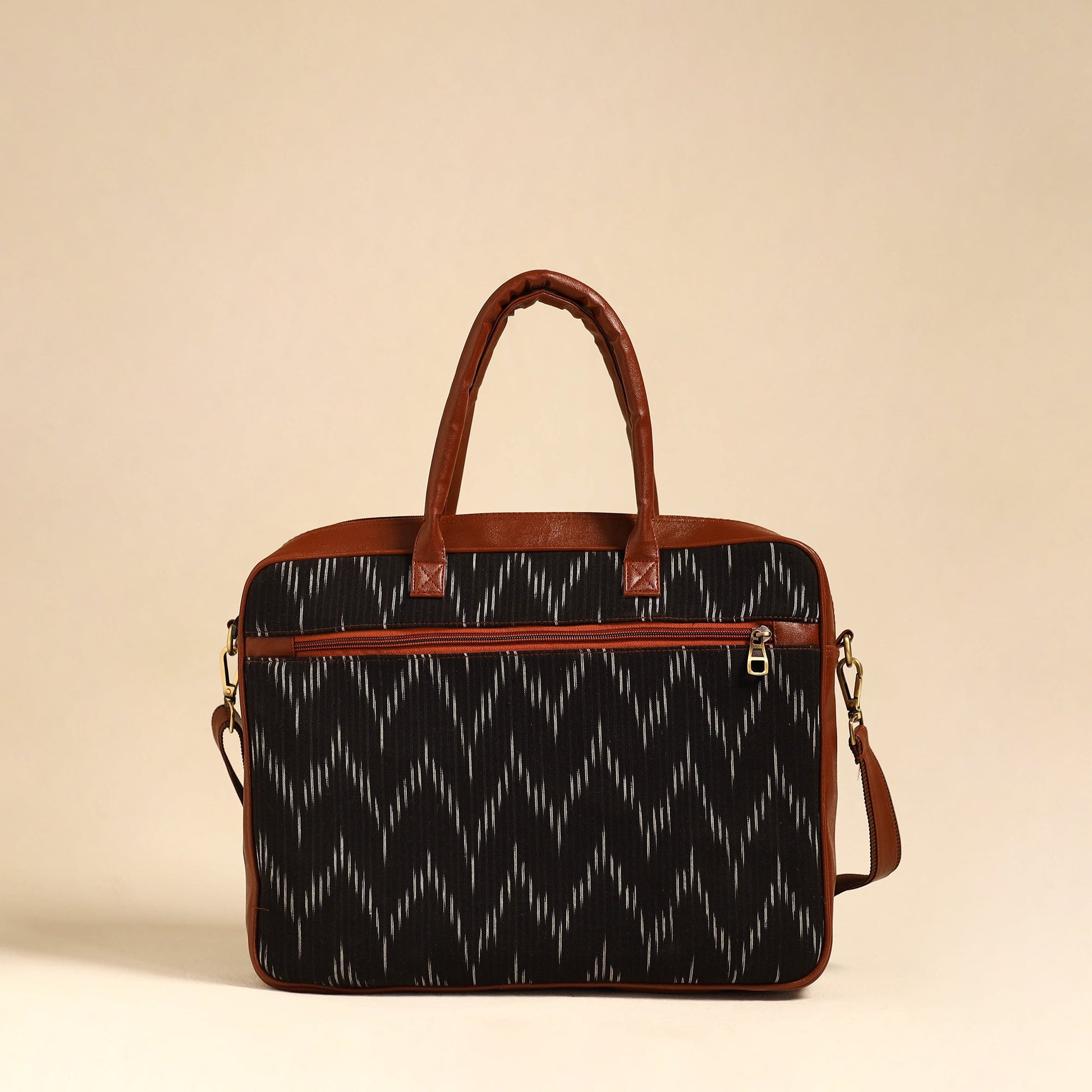 Black - Handmade Pochampally Ikat Laptop Bag 04