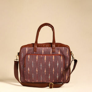 Brown - Handmade Pochampally Ikat Laptop Bag 05