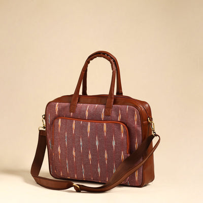 Brown - Handmade Pochampally Ikat Laptop Bag 05
