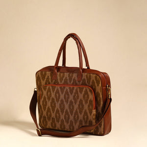 Brown - Handmade Pochampally Ikat Laptop Bag 08