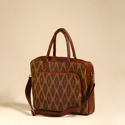 Brown - Handmade Pochampally Ikat Laptop Bag 08