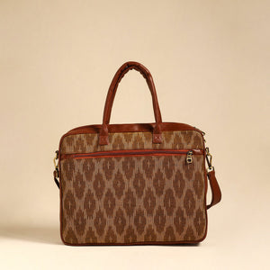 Brown - Handmade Pochampally Ikat Laptop Bag 08