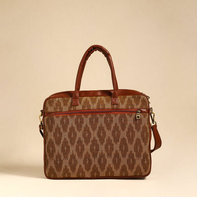 Brown - Handmade Pochampally Ikat Laptop Bag 08