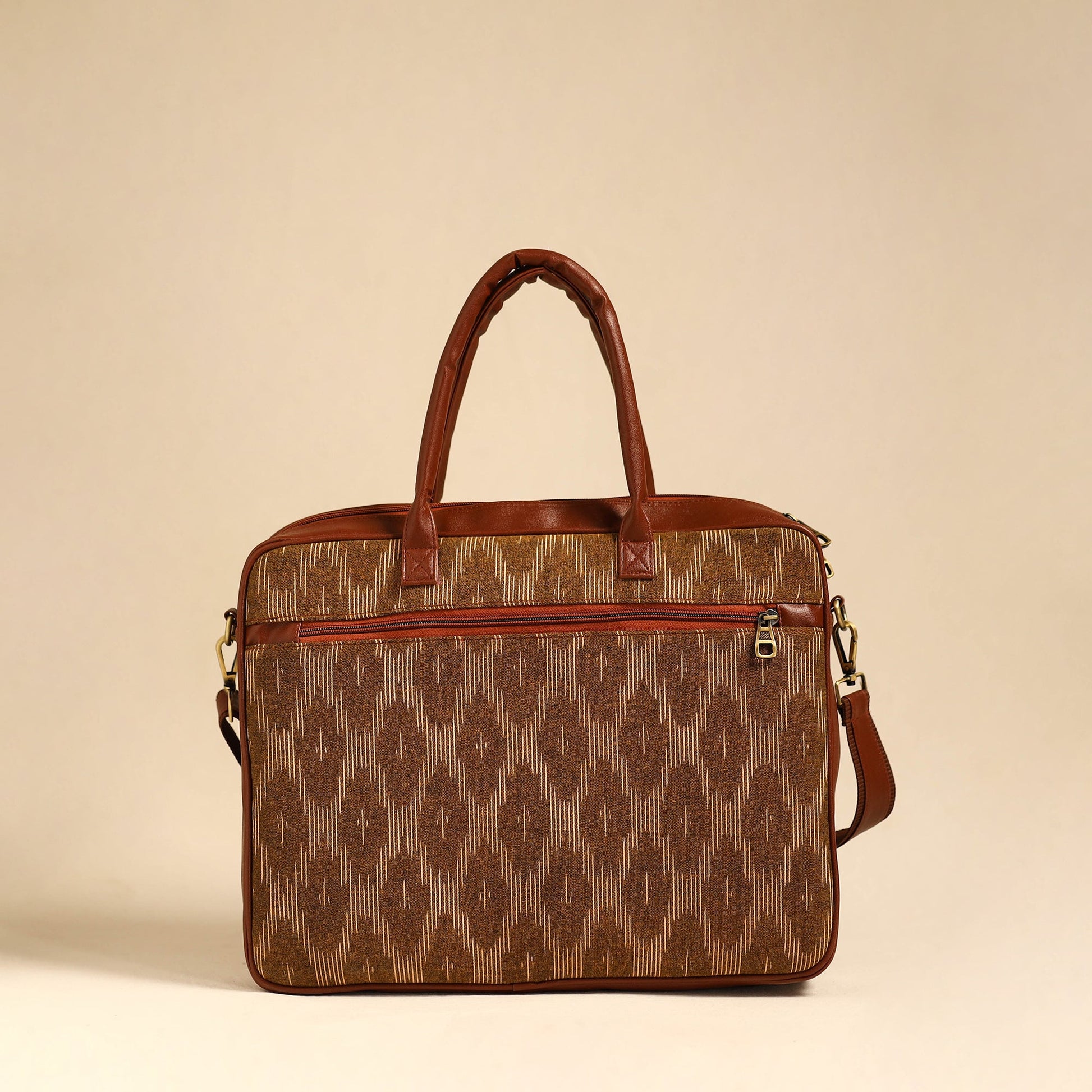 Brown - Handmade Pochampally Ikat Laptop Bag 08