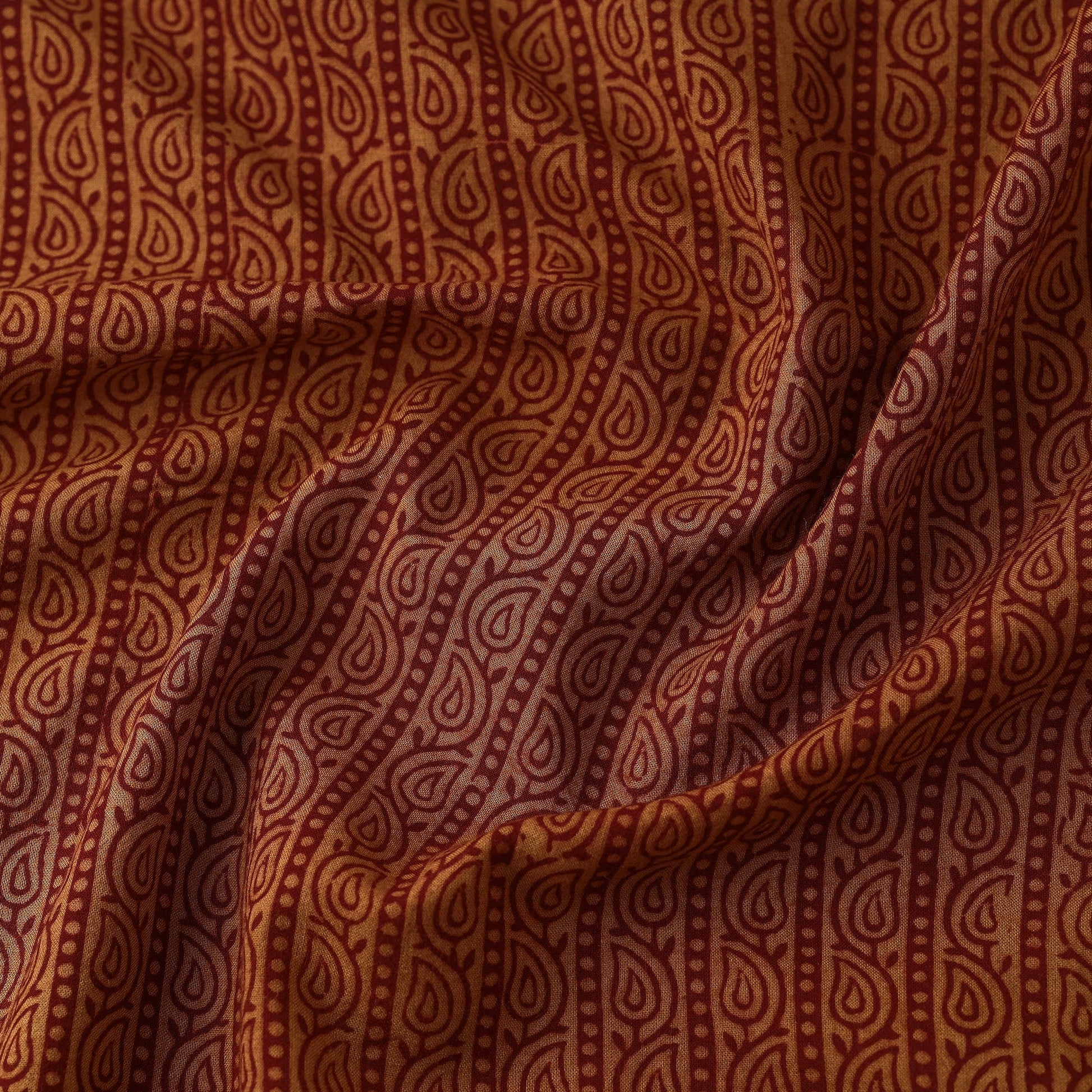 Brown - Bagh Hand Block printed Cotton Fabric