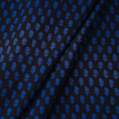 Blue - Bagh Hand Block printed Cotton Fabric