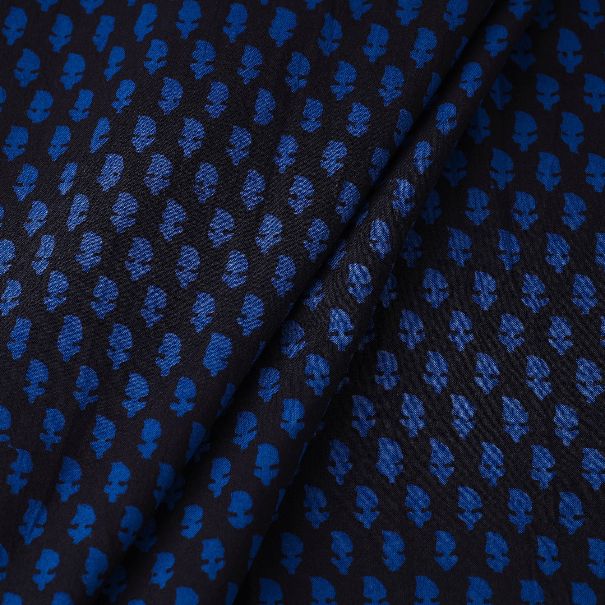 Blue - Bagh Hand Block printed Cotton Fabric