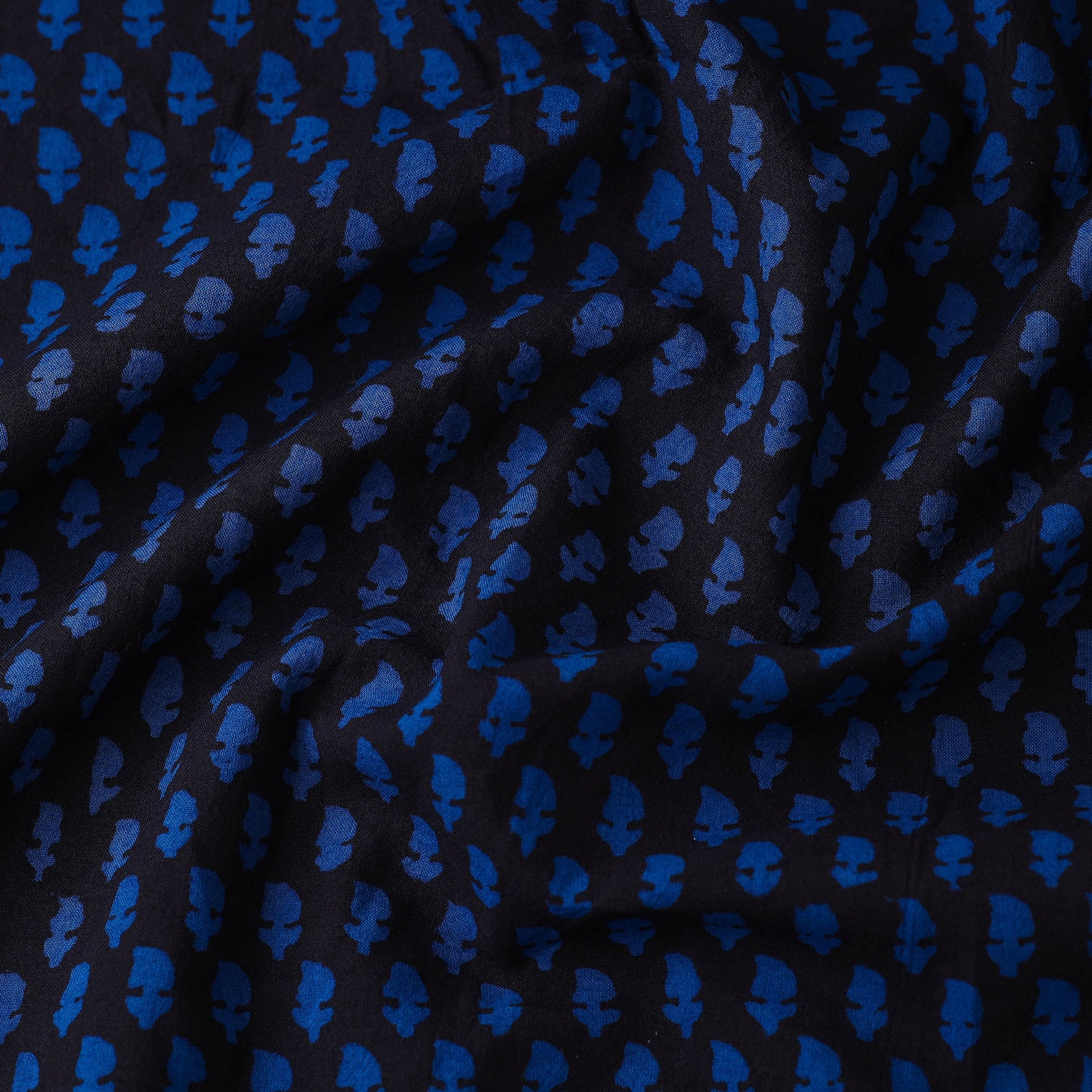 Blue - Bagh Hand Block printed Cotton Fabric