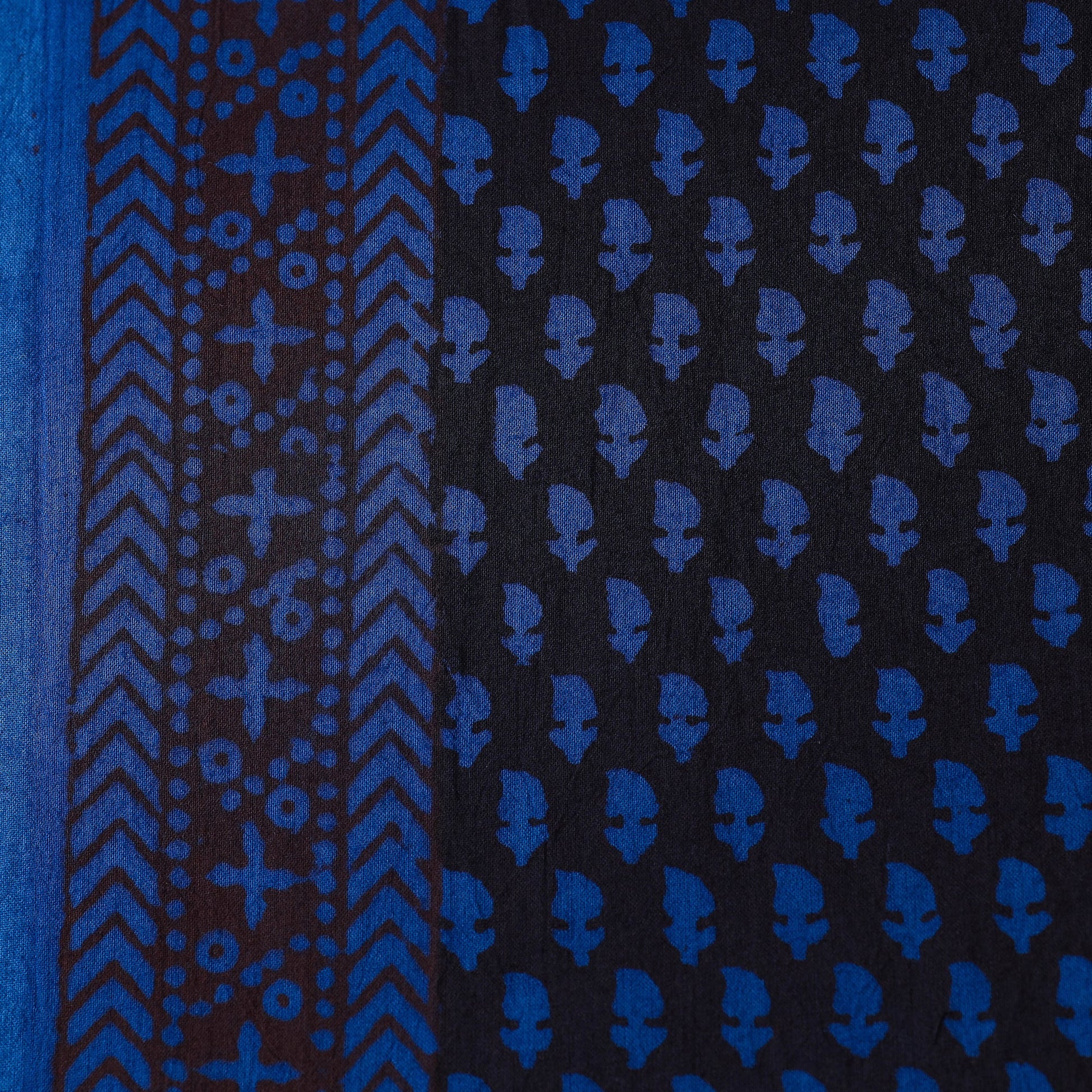 Blue - Bagh Hand Block printed Cotton Fabric
