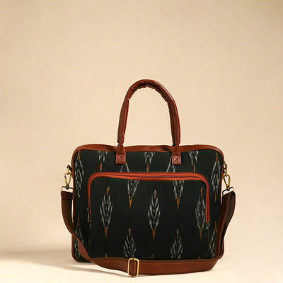 Black - Handmade Pochampally Ikat Laptop Bag 18