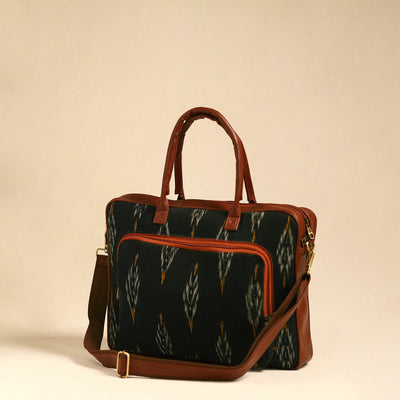 Black - Handmade Pochampally Ikat Laptop Bag 18