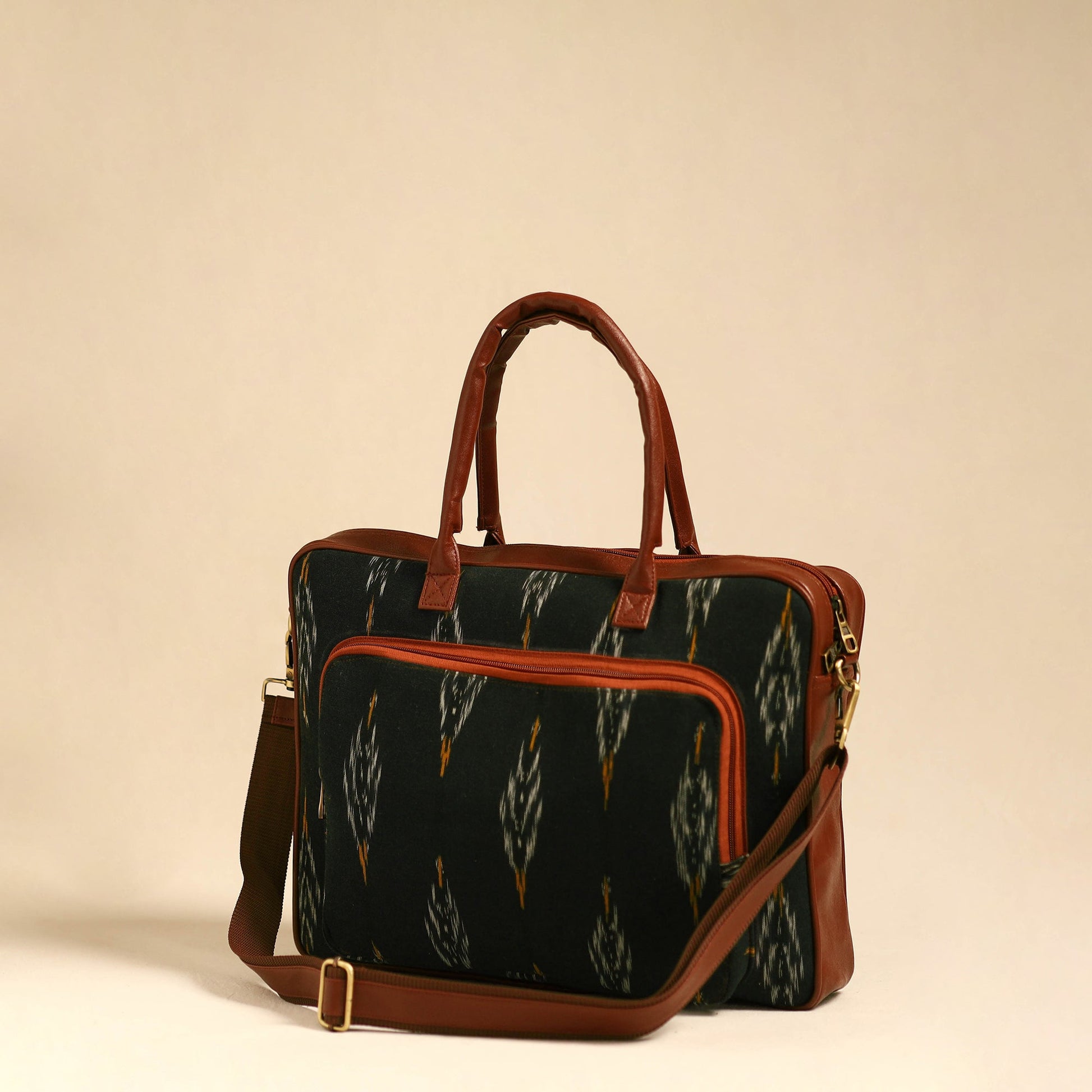 Black - Handmade Pochampally Ikat Laptop Bag 18