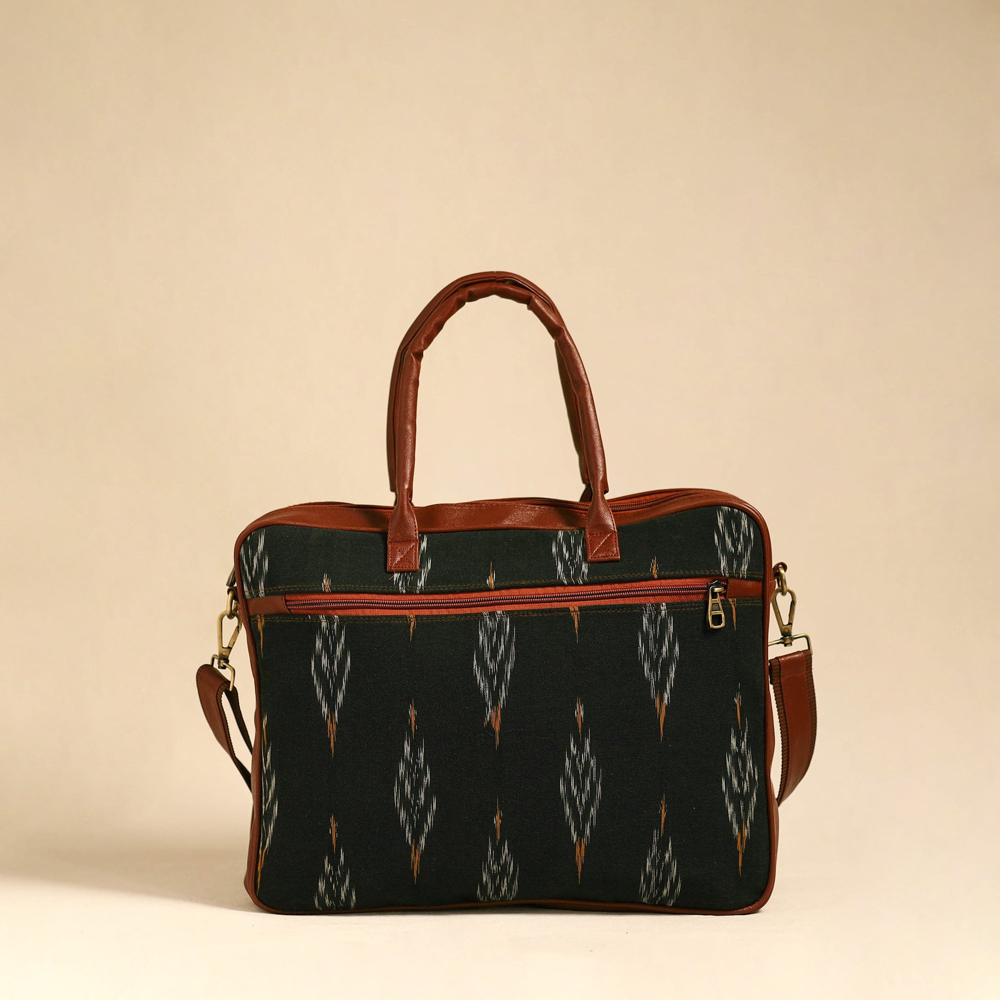 Black - Handmade Pochampally Ikat Laptop Bag 18