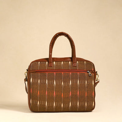 Brown - Handmade Pochampally Ikat Laptop Bag 32