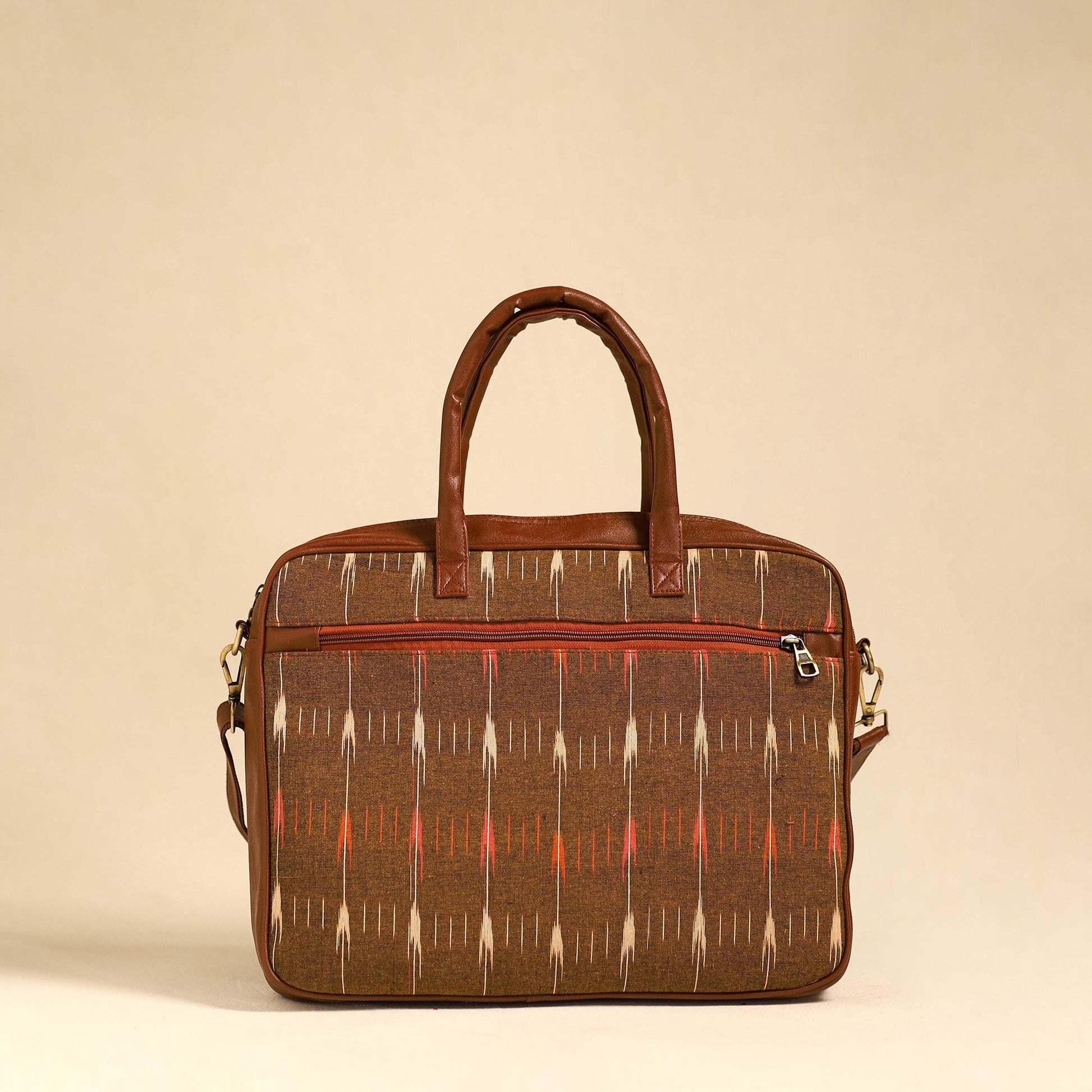 Brown - Handmade Pochampally Ikat Laptop Bag 32
