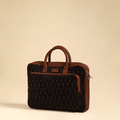 Black - Handmade Pochampally Ikat Laptop Bag 33