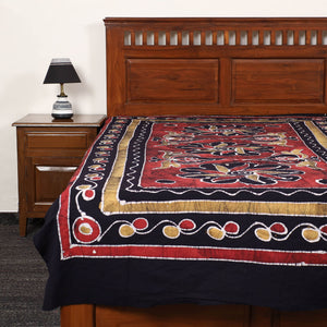 Black - Hand Batik Printed Cotton Single Bed Cover (96 x 59 in) 01