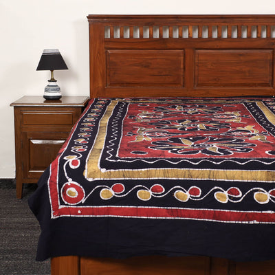 Black - Hand Batik Printed Cotton Single Bed Cover (96 x 59 in) 01