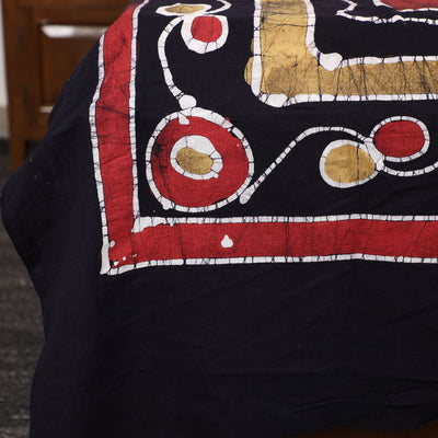 Black - Hand Batik Printed Cotton Single Bed Cover (96 x 59 in) 01