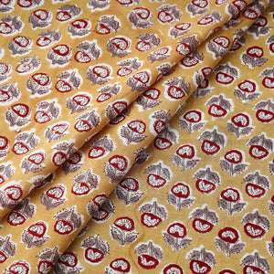 Brown - Pure Cotton Sanganeri Print Fabric 15