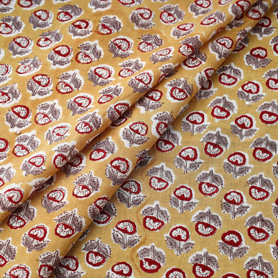 Brown - Pure Cotton Sanganeri Print Fabric 15